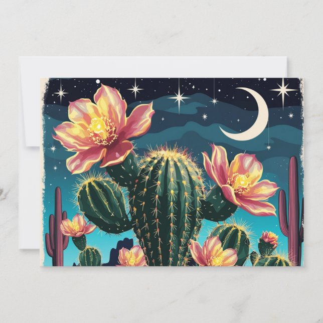 Cacti night time gift invitation (Front)