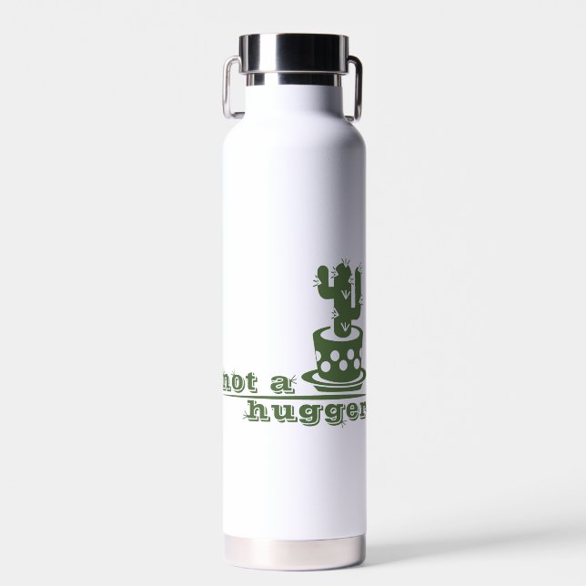 Cacti Not a hugger cactus funny saying Water Bottle (Front)