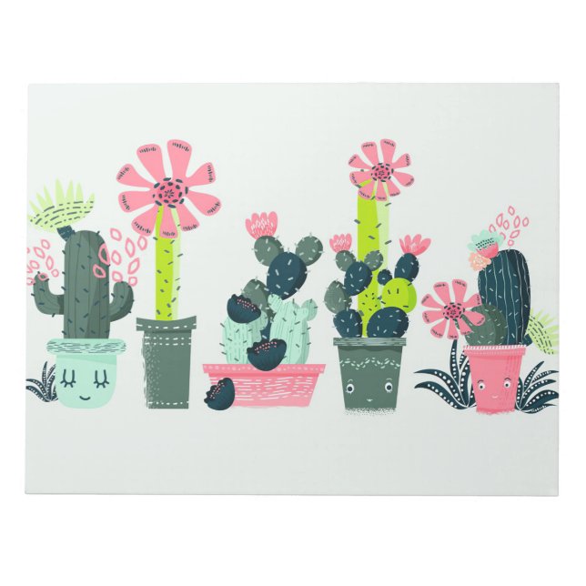 Cacti On Green Notepad (Front)