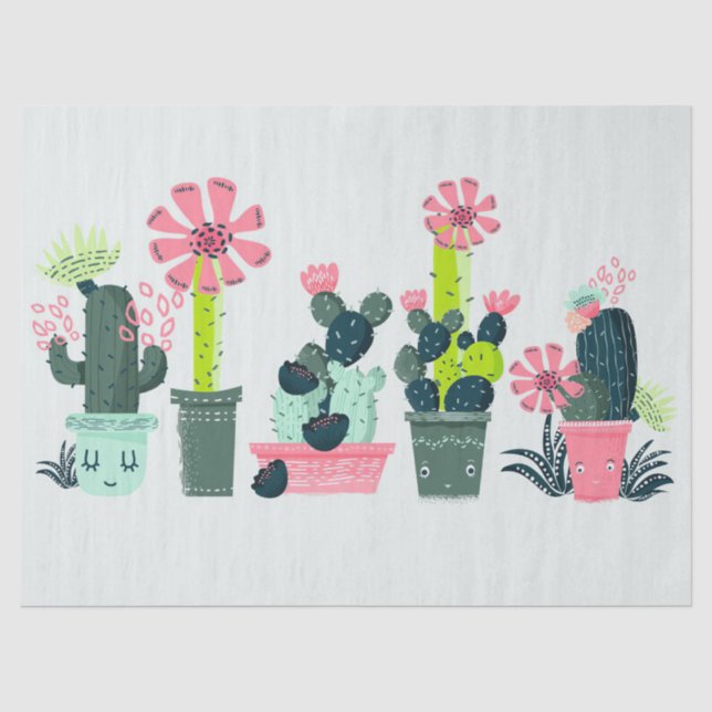 Cacti On Green Tissue Paper (Front)