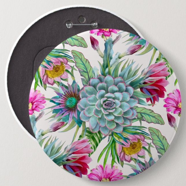 Cacti Pattern 6 Cm Round Badge (Front & Back)