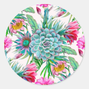 Cacti Pattern Classic Round Sticker