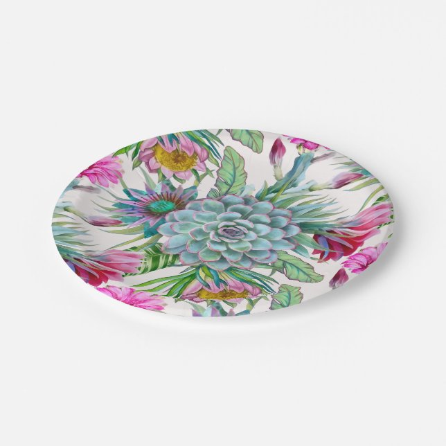 Cacti Pattern Paper Plate (Angled)
