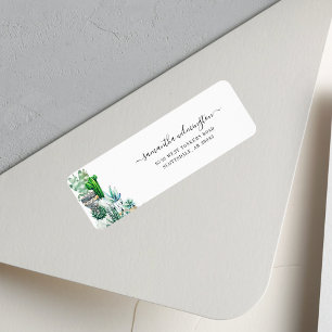 Cacti Plants Botanical Script Return Address Label