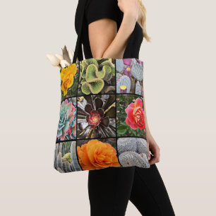 Cacti Rose Flowers Photography Collage Modern Bold Tote Bag