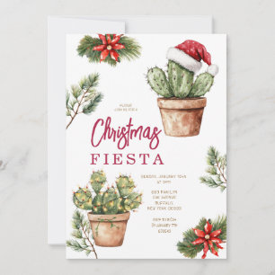 Cacti Santa Mexican Cactus Winter Christmas Fiesta Invitation