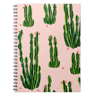 Cacti seamless pattern watercolor. Cactus in bloss Notebook