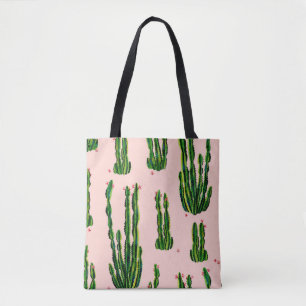 Cacti seamless pattern watercolor. Cactus in bloss Tote Bag