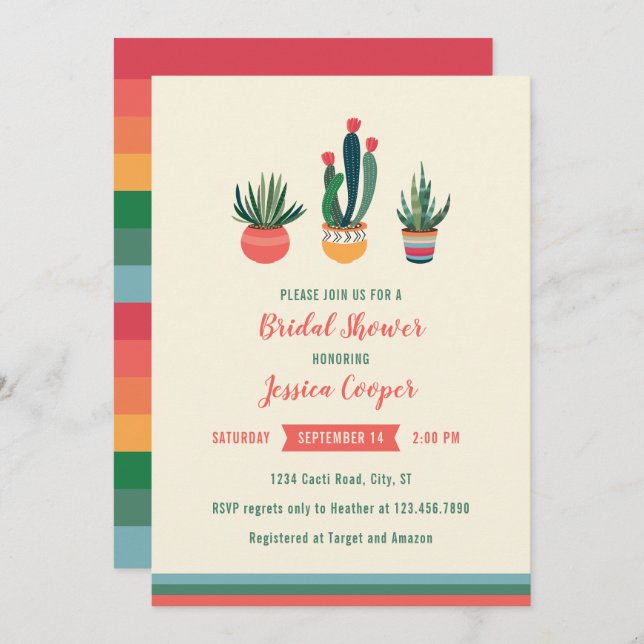 Cacti Succulent Bridal Shower Invitation (Front/Back)