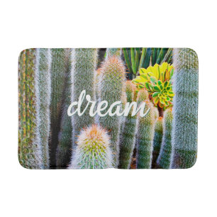 Cacti succulent dream quote script bold modern  bath mat