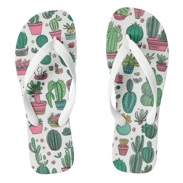 Cacti Succulent Pattern Thongs (Footbed)