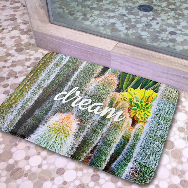 Cacti succulent photography dream quote script bath mat (Creator Uploaded)
