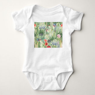 Cacti, succulents: floral watercolor print. baby bodysuit