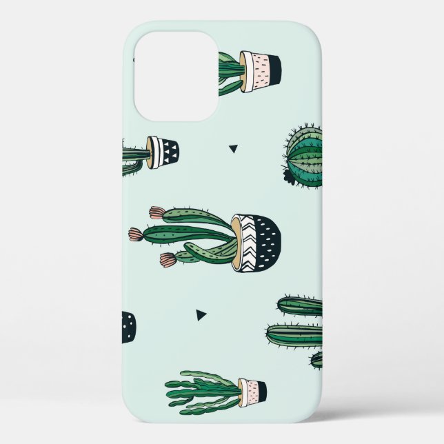 Cacti-succulents, hand-drawn seamless pattern. Case-Mate iPhone case (Back)