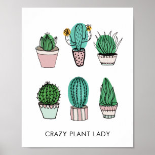 Cacti succulents illustration personalised poster