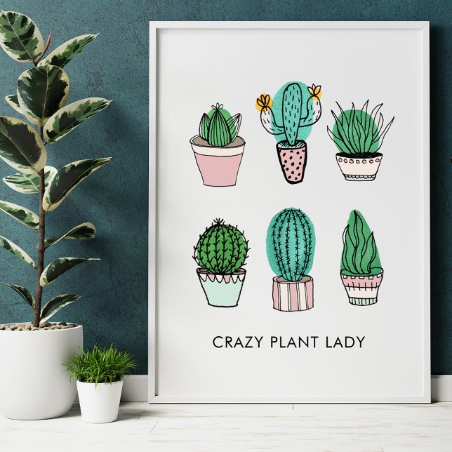 Cacti succulents illustration personalized poster (Creator Uploaded)