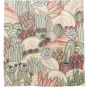 Cacti Succulents Outdoor Landscape Pattern Shower Curtain