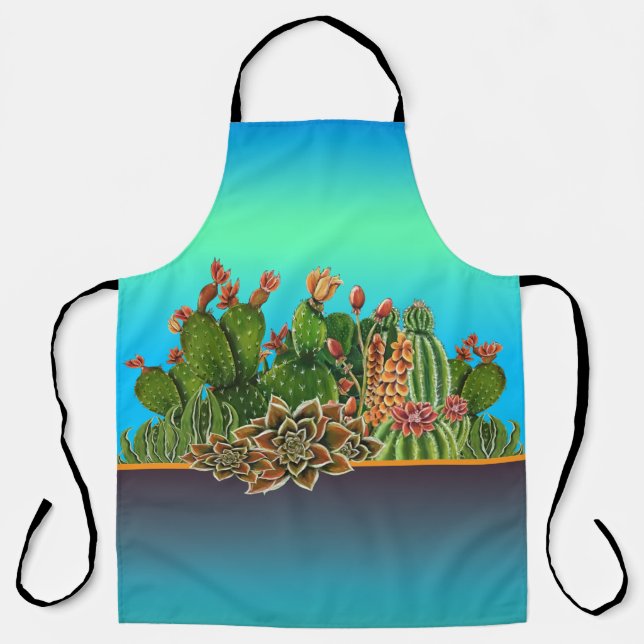Cacti & Succulents pattern Apron (Front)