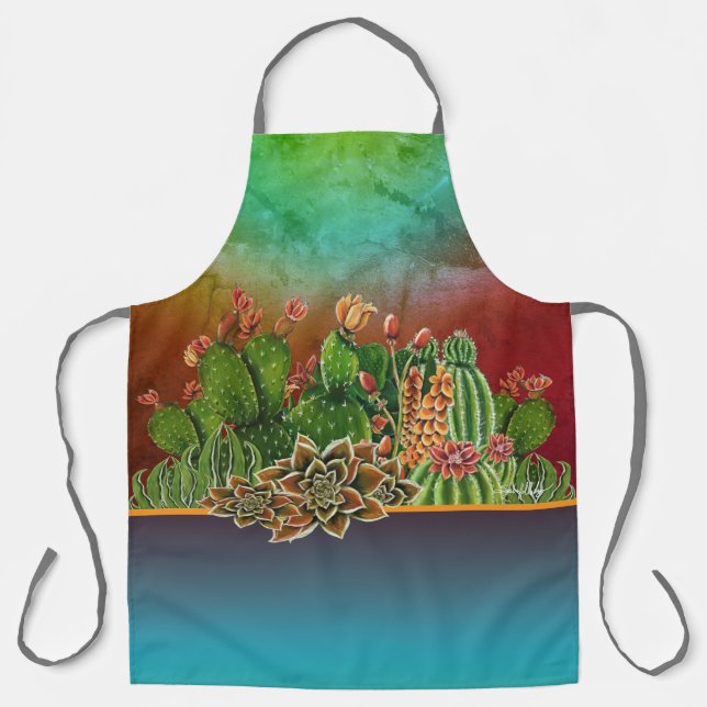 Cacti & Succulents pattern Apron (Front)