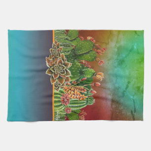 Cacti & Succulents pattern Tea Towel