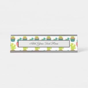 Cacti Succulents Plants Mexican Cinco de Mayo Desk Name Plate