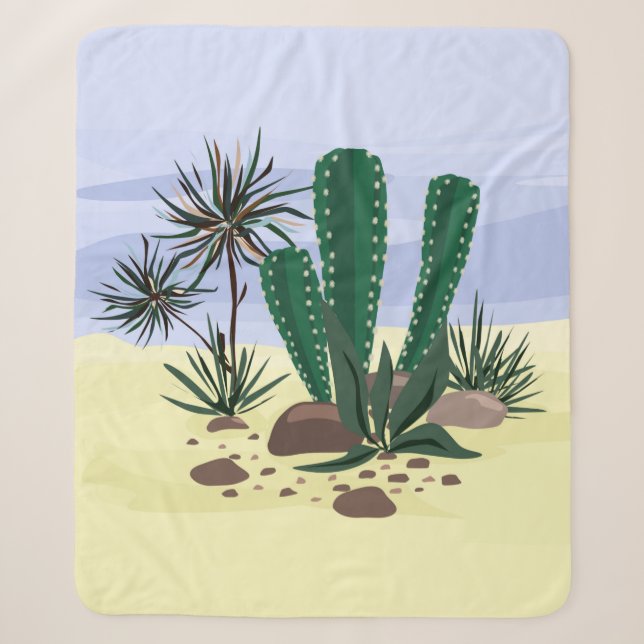 Cacti, succulents . sherpa blanket (Front)