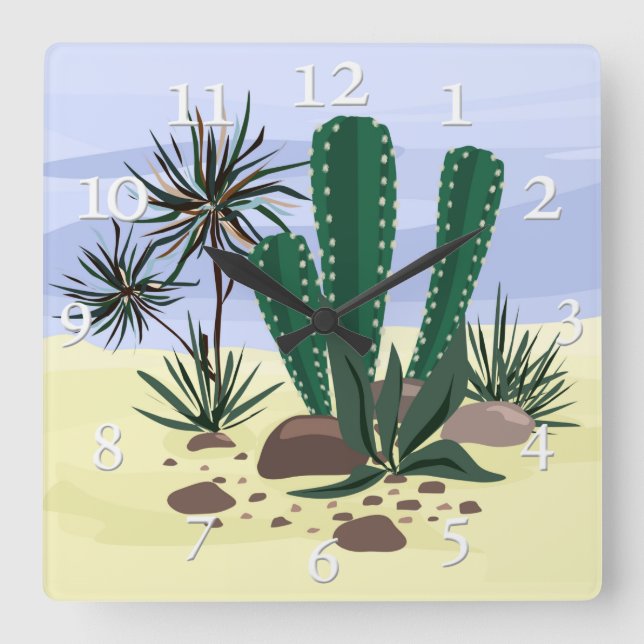 Cacti, succulents . square wall clock (Front)