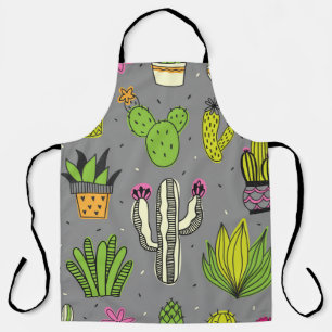 Cacti, succulents: tropical vintage background. apron
