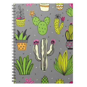 Cacti, succulents: tropical vintage background. notebook