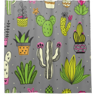 Cacti, succulents: tropical vintage background. shower curtain