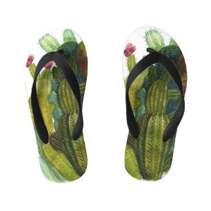 Cacti, succulents: vintage watercolor. kid's thongs