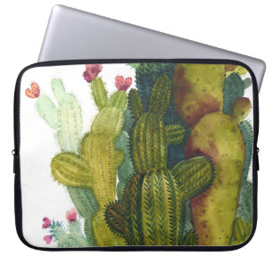 Cacti, succulents: vintage watercolor. laptop sleeve