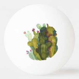 Cacti, succulents: vintage watercolor. ping pong ball