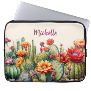 Cacti Watercolor Pattern Laptop Sleeve