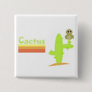 Cactus 15 Cm Square Badge