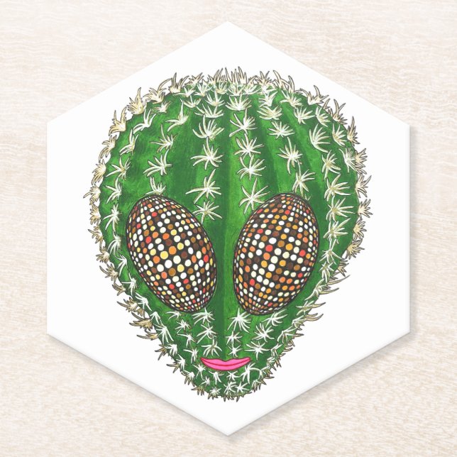 Cactus Alien Hybrid  Paper Coaster (Front)