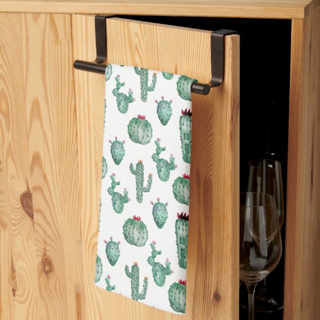 Cactus All Over Print Kitchen Towel, Customisable Tea Towel (Thirds Fold)