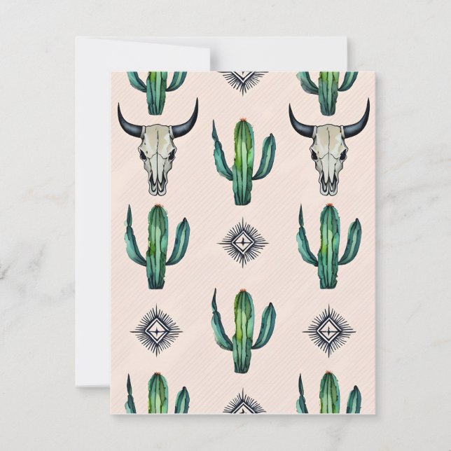 Cactus and Cow Skulls Holiday Card (Front)