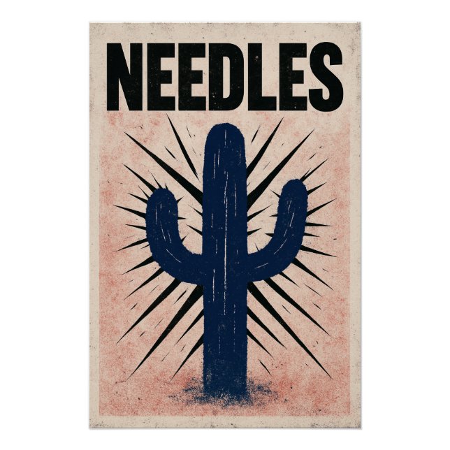 Cactus and decorative needles poster (Front)