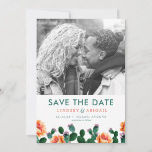 Cactus and Flowers Save the Date