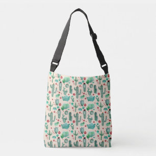 cactus and ladybug pattern - beige background crossbody bag