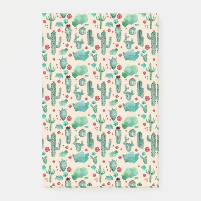 cactus and ladybug pattern - beige background post-it notes (Front)