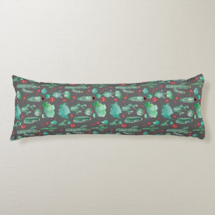 cactus and ladybug pattern - black background body cushion
