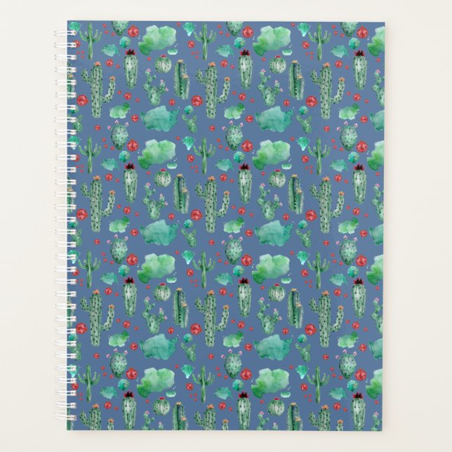 cactus and ladybug pattern - blue background planner (Front)