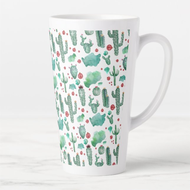 cactus and ladybug pattern - latte mug (Right)