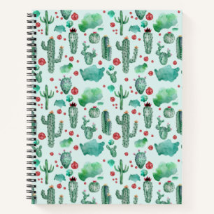 cactus and ladybug pattern - light blue background notebook