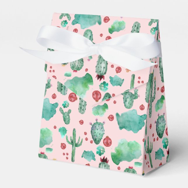 cactus and ladybug pattern - light pink background favour box (Front Side)