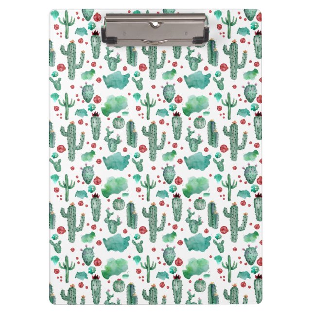 cactus and ladybug pattern -, white background clipboard (Front)