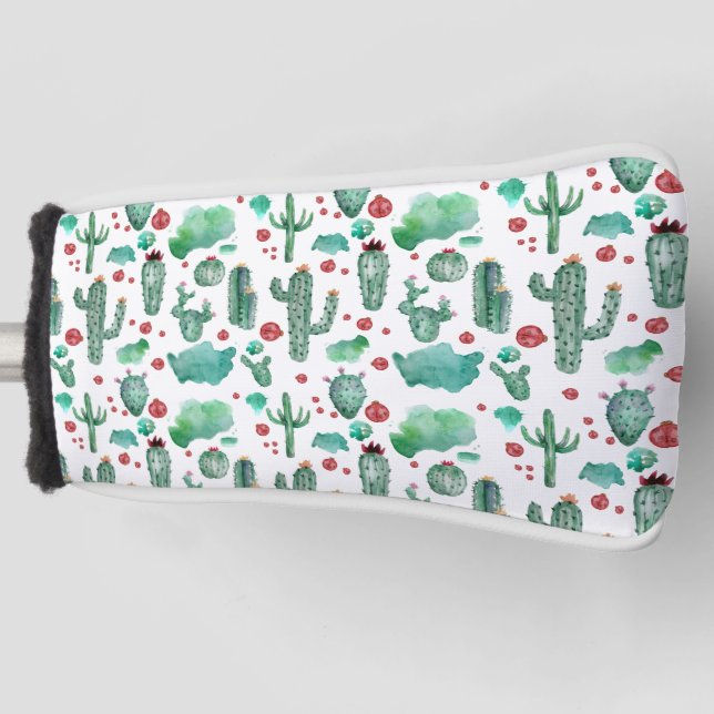 cactus and ladybug pattern -white background golf head cover (Front)