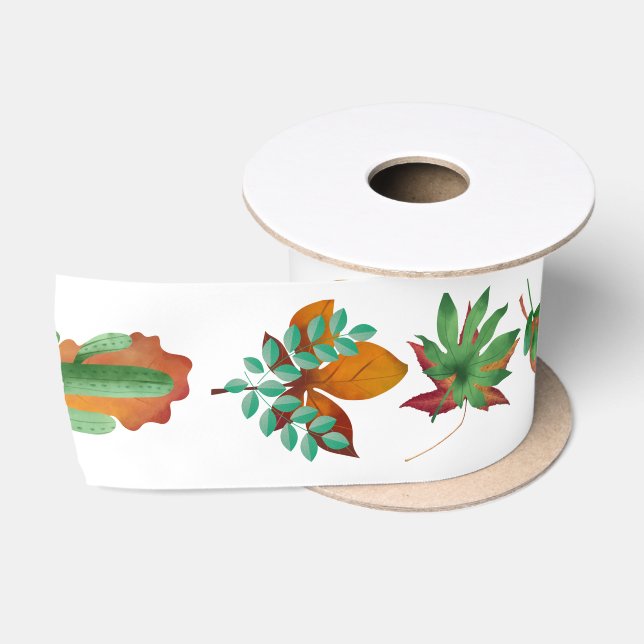 Cactus and Leaf Satin Ribbon (Spool)